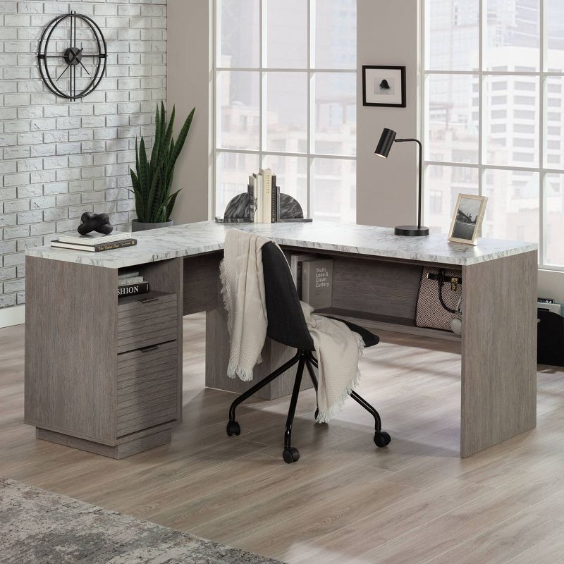 East Rock 2Carton L Shape Desk Ashen Oak - Sauder: Contemporary Home Office, File Storage, Laminate Finish, 2 of 7