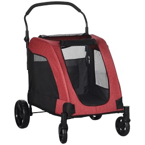 Gulches Pet Strollers: Foldable Dog Stroller with Universal Wheels and Storage Basket, Red - 1 of 4