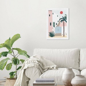 15" x 21" Pastel Mediterranean Boho City Framed Wall Art Print Pink - Wynwood Studio - 1 of 4