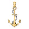 Black Bow Jewelry 14k Two Tone Gold Anchor with Rope Pendant, 16 x 32mm - 3 of 4