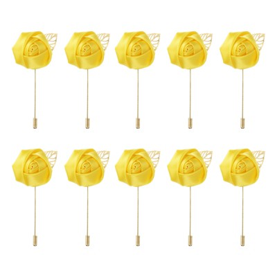 Unique Bargains Ceremony Anniversary Rose Wedding Groom Boutonnieres Pins 2"x3.5" 10 Pcs