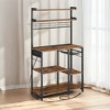 Bakers Rack with Power Outlet, Microwave Stand, Coffee Bar, 4 AC Outlets, with Adjustable Shelves, 8 S-Hooks, Rustic Brown and Ink Black - 2 of 3