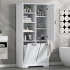 JANSNO Bathroom Storage Cabinet with Doors, Drawers & Adjustable Shelf, Freestanding Tilt-Out Laundry Hamper Organizer - 4 of 4