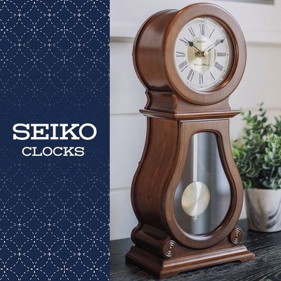 Seiko Albany Brown Wood Quartz Pendulum Mantel Clock