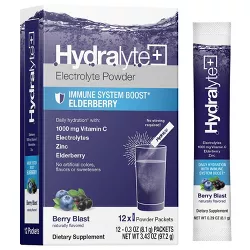 Hydralyte Hydration Plus Immune System Boost Vegan Elderberry Powder Packets - 12ct