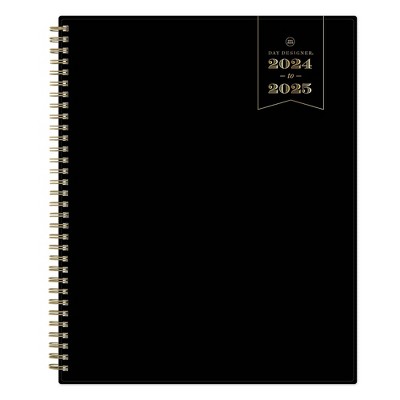 Day Designer 2024-25 Weekly/Monthly Planner 11"x8.5" Wirebound Black: Academic Agenda, July-June, Adult Stationery
