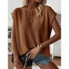 Womens Summer Cap Sleeve Tops Trendy Casual Crew Neck Knit Lightweight Sweater Pullover Top - 3 of 4