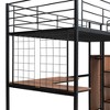 MAYEERTY Twin Size Metal Loft Bed, Desk Metal Grid Lateral Ladder Wardrobe, Bedroom, Black - 3 of 4