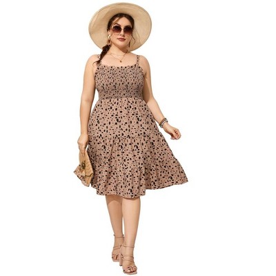 Plus Size Summer Dresses Smocked Flowy Ruffle A Line Maxi Dress