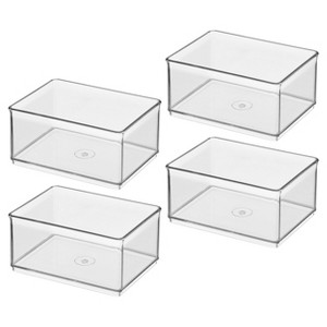 Medium Shallow Organizer Bin - Set of 4 - Clear - Made in USA - 1 of 4