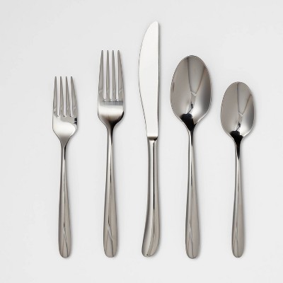 20pc Squared Straight Flatware Set Black - Room Essentials™ : Target