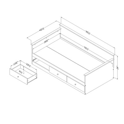 White Wash Twin Daybed with 3 Storage Drawers