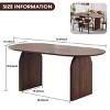 71" Modern Walnut Oval Dining Table with Double Pillar Base,Space-Saving Dining Room Table for Family Gathering-Baofuwish - 4 of 4