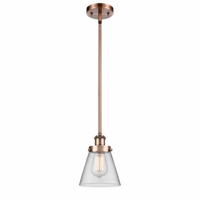 Cone - 1 Light Stem Hung Mini Pendant In Industrial Style-9 Inches Tall and 6 Inches Wide