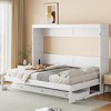 Queen Size Murphy Bed Foldable Bed Space-saving Wall Bed with Vanity Desk, Center Mirror & 2 Side Drawers - ModernLuxe - 2 of 4