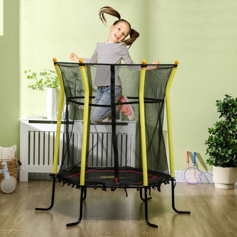 Qaba 5.2' Kids Small Trampoline with Enclosure, Springfree Toddler Trampoline with Net, for Single Jumper, Indoor Play Equipment for Ages 3-10, 3 of 7