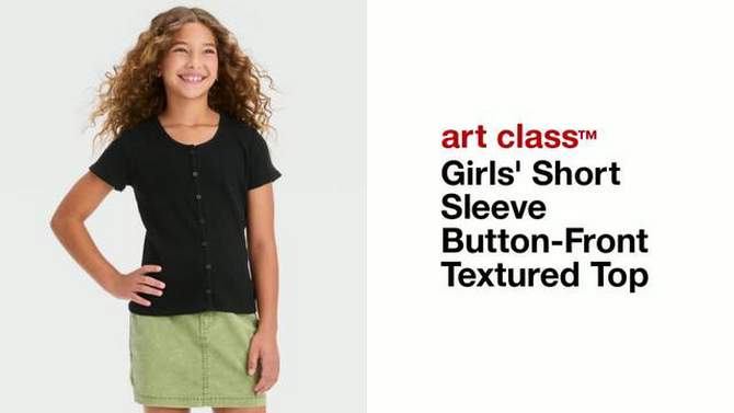 Girls' Short Sleeve Button-Front Textured Top - art class™, 2 of 5, play video