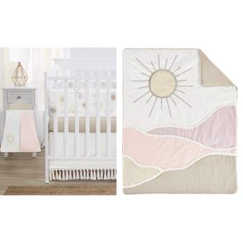 Sweet Jojo Designs Crib Bedding + BreathableBaby Breathable Mesh Liner Girl Desert Sun Pink Mauve and Taupe - 6pcs
