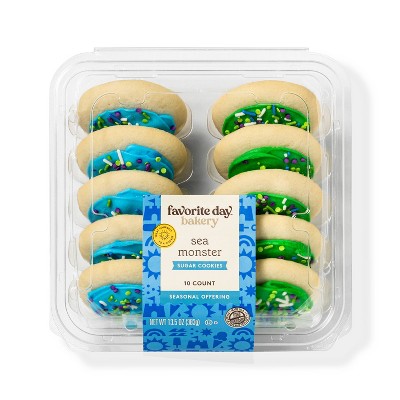 Sea Monster Frosted Sugar Cookies - 13.5oz/10ct - Favorite Day™
