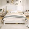 Infans Queen Size Bed Frame Platform Slat High Headboard Bedroom Rubber Wood Leg White - 4 of 4