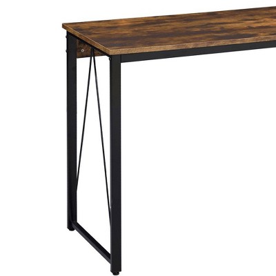 Small Rustic Black Wood Writing Desk with Drawer