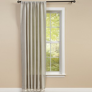 Park Designs Ticking With Ball Fringe Single Panel 56" x 84" - 1 of 3