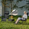 GlasFlength Seating Sets, Lounge Chairs, Outdoor Patio Folding Recliners for Pool Beach with Pillow and Cup Holder, 2 Pack Black, 65.9"*25.5"*43.3" - 3 of 4