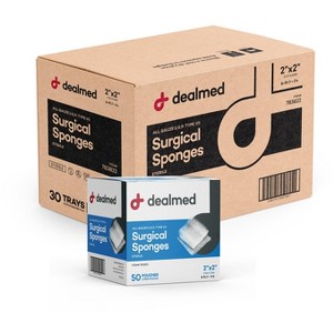 Dealmed 2" x 2" Sterile Gauze Sponges, 8-Ply Woven Gauze Pads for Wound Care, 2/Pouch, 50 Pouches/Box - 1 of 4