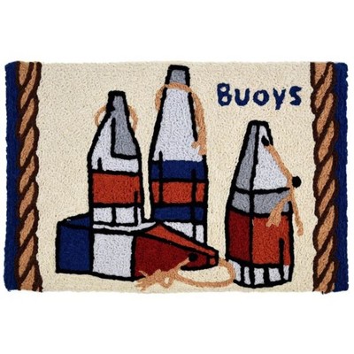 Jellybean Americana Buoys Indoor/Outdoor Rug – Nautical Coastal Decor Mat