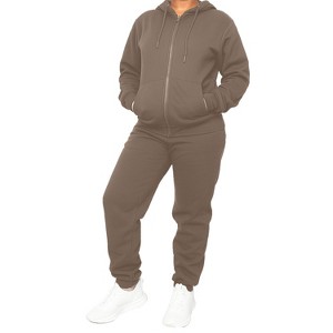 Blu Rock Women's Loose Fit  Full-Zip Hoodie and Jogger Sweatpants Matching, 2-Piece Set - 1 of 3