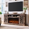 SinCiDo 36" Electric Fireplace TV Stand for 80 Inch TV, Farmhouse Media Console w/6 Shelves, 32" Tall Entertainment Center w/Storage - 2 of 4