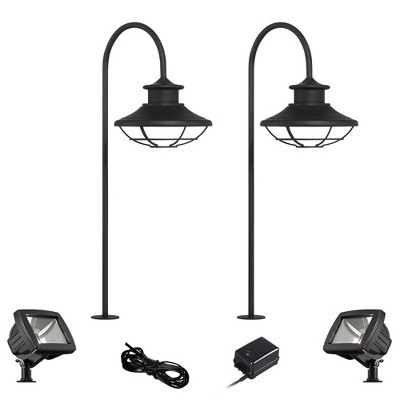 John Timberland Braden Textured Black 6-Piece LED Path and Flood Light Set