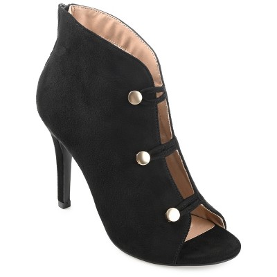 Journee Collection Womens Brecklin Back Heel Zip Open Toe Stiletto Booties Black 9.5