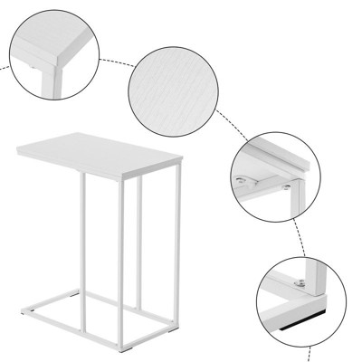 FCH Type C Single-layer White Melamine Density Board, White Powder-coated Iron Frame, Rectangular Side Table