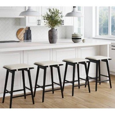 Nathan James Set Of 4 Barker Boucle Counter Height Barstools Black : Target
