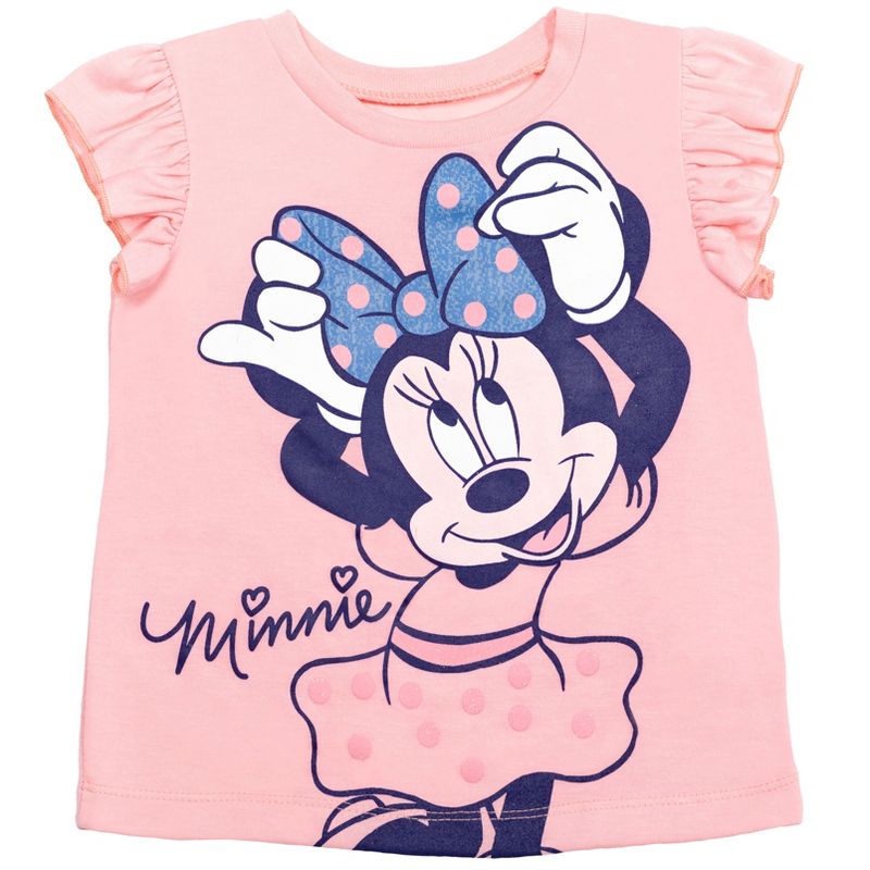 Disney Minnie Mouse Baby Girls T-Shirt and Shorts Outfit Set Infant to Toddler, 3 of 9