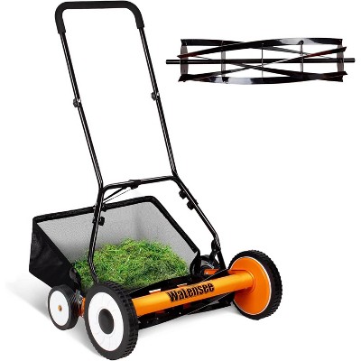 Walensee 5-Blade Push Reel Mower - Manual Steel Lawn Mower Height Adjustment (Black)