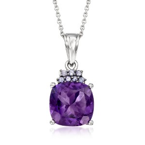 Ross-Simons 5.25 Carat Amethyst and .20 ct. t.w. Tanzanite Pendant Necklace in Sterling Silver - 1 of 4