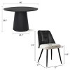 5-Piece Round Dining Table Set, 46" Pedestal Table with 4 Rattan Back Boucle Upholstered Chairs, Coastal Farmhouse Dining Room Set-Maison Boucle‎ - 3 of 4