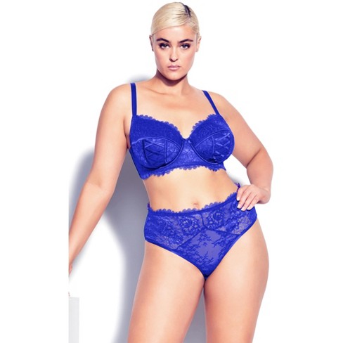 Allegra K Women's Lace Everyday Wear (available In Plus Size) Wireless Bra  And Panty Set Blue 40c : Target