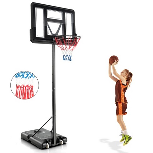 Basketball Stand Outdoor Lifting Basketball Hoop, Expansion Screw  Installation Basket System, Height Adjustable 1.4-3.05m/4.6-10ft (Color :  Red, Size