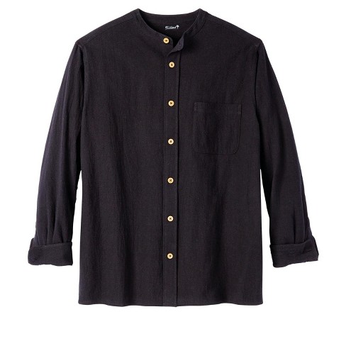 Kingsize Men's Big & Tall Gauze Mandarin Collar Shirt - 2xl, Black : Target