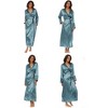ADR Women's Long Satin Robe with Contrast Piping Tie Belt, Pockets, Full Length - 3 of 4