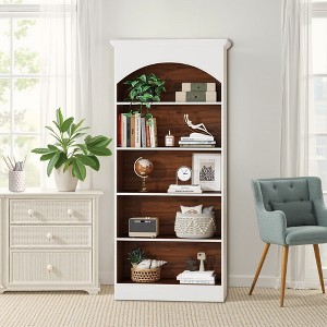 Kumasinova 70.9 Inch Bookcase with 5-Tier Storage Shelves,Freestanding Tall Bookshelf Storage Organizer for Living Room,Bedroom,Office,White+Brown - 1 of 4