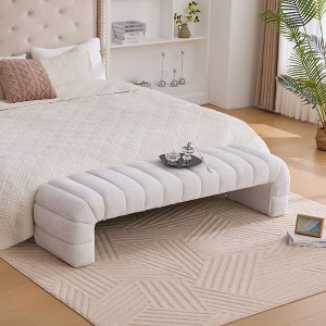 Sapphtopaz Modern Upholstered Ottoman Bench with Tufted, Chenille Bed Bench, Rectangle Daybed Chaise, Vanity Stool for Living Room, Entryway - 1 of 4