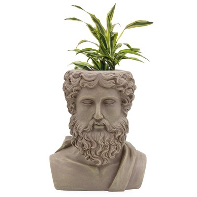 Esterno Greek God Zeus Planter Pot; Garden Decor Statue Head Planter