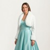 Anna-Kaci Women's Plush Faux Fur Bolero Jacket with Soft Wide Collar Quilted Texture Sleeves and Luxe Trim Details 19in - One Size Fits Most, White - 3 of 4
