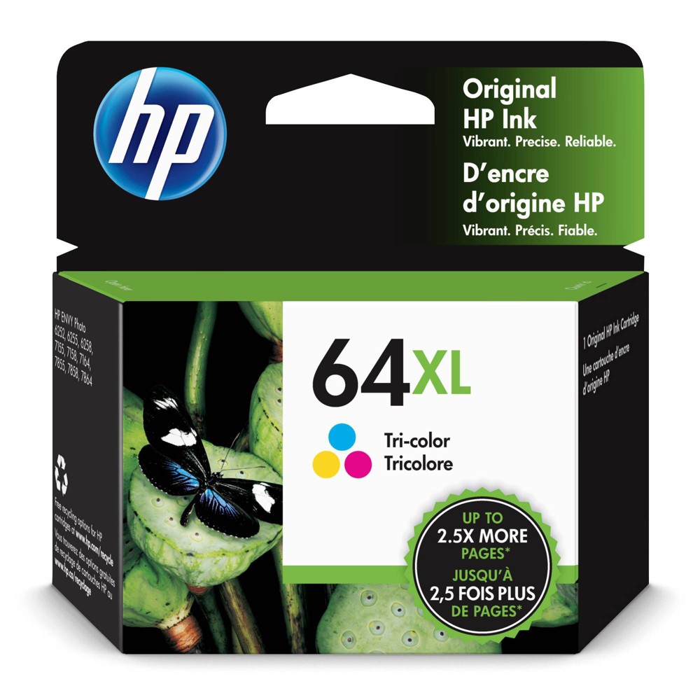 Photos - Ink & Toner Cartridge HP 64XL High Yield Original Ink Cartridge, 415 Page Yield - Tri-Color (N9J91AN#140)