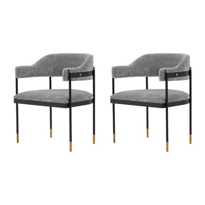 Set of 2 Lia Modern Boucle Upholstered Dining Armchairs - Manhattan Comfort