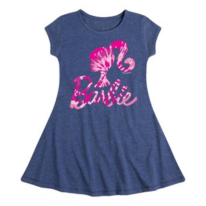 Girls' - Barbie - Tie Dye Logo Fit & Flair Cap Sleeve Dress - 1 of 3